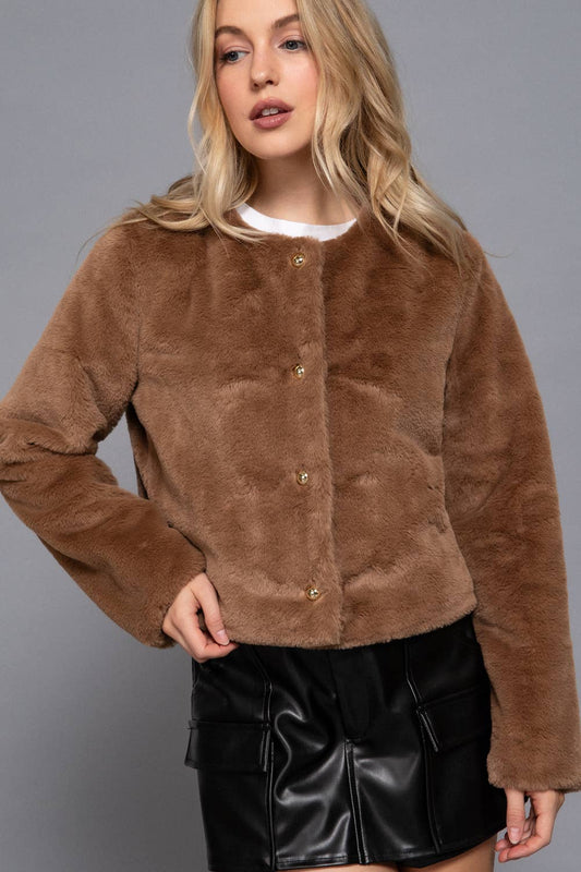 Faux Fur Cropped Blazer