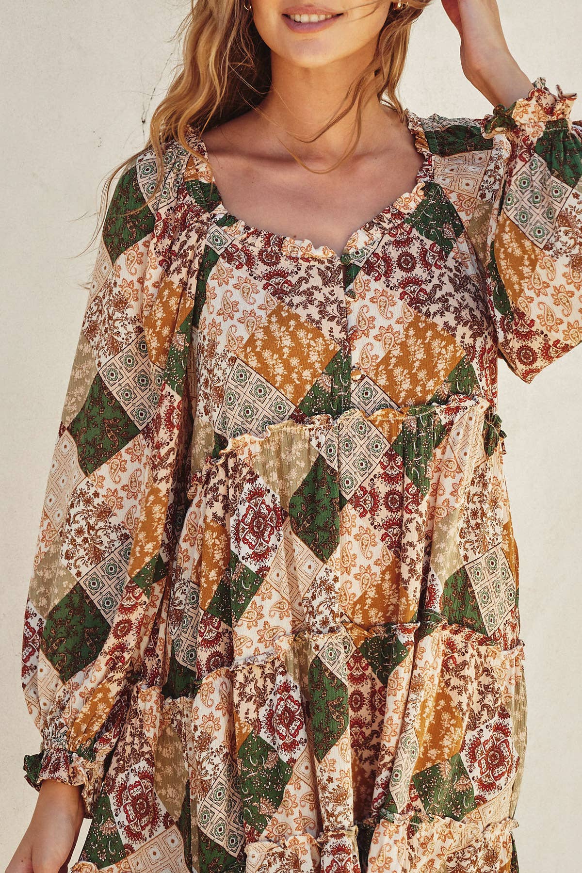 Paisley Diamond Tiered Dress