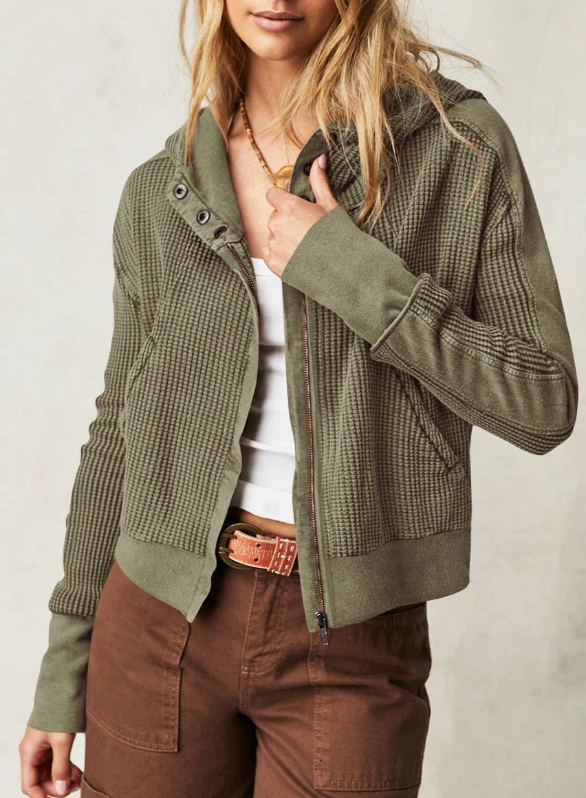 Easy & Olive Waffle Hoodie/Jacket