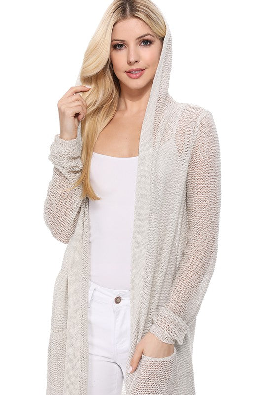 Cool Open Front Hoodie Long Cardigan