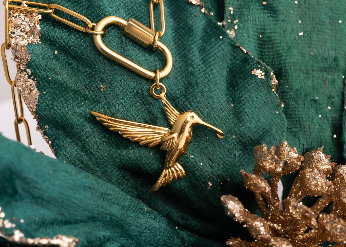 18K Gold PVD Paperclip Carabiner Necklace