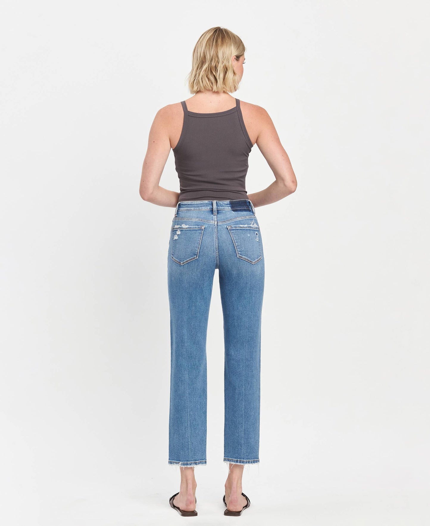 Lauren High Rise Tapered Straight Jeans by Vervet
