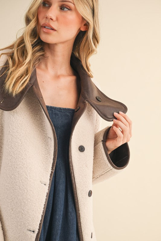 Two-Way Cozy Sherpa Jacket