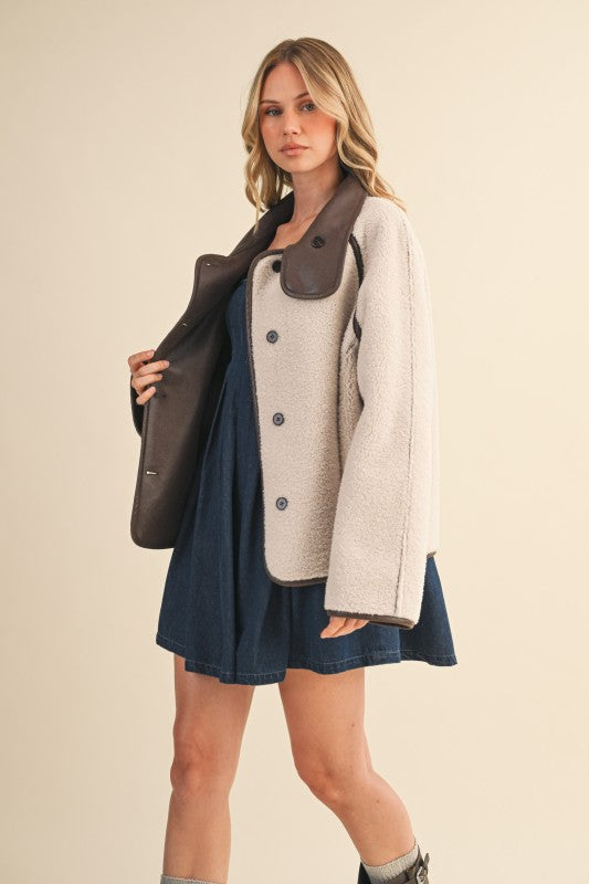 Two-Way Cozy Sherpa Jacket