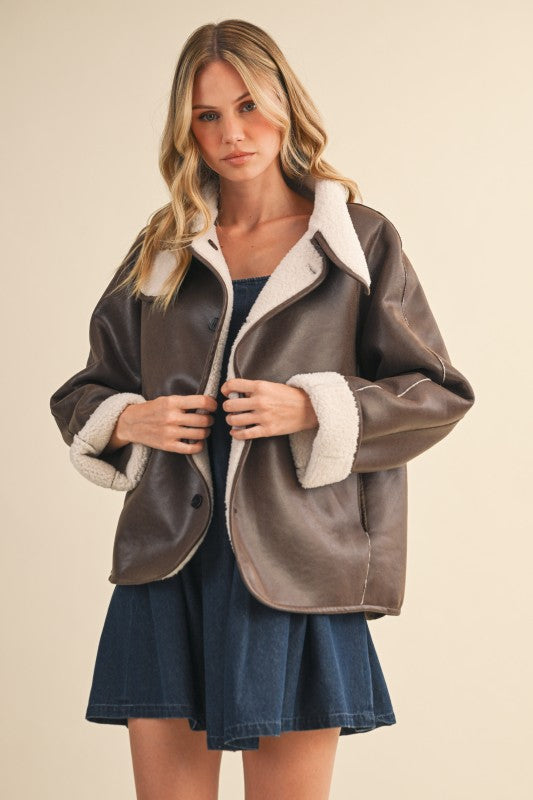 Two-Way Cozy Sherpa Jacket