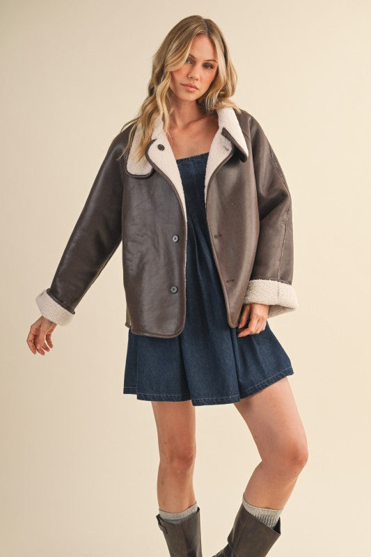 Two-Way Cozy Sherpa Jacket