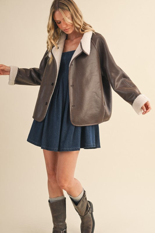 Two-Way Cozy Sherpa Jacket