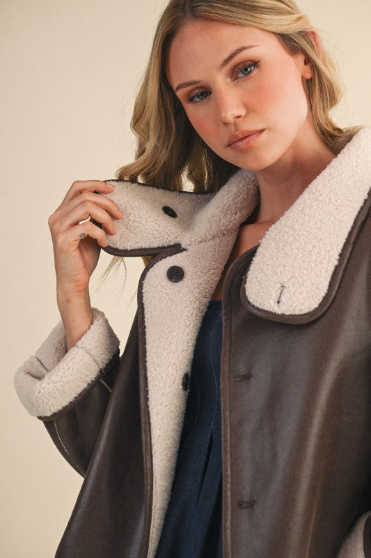 Two-Way Cozy Sherpa Jacket