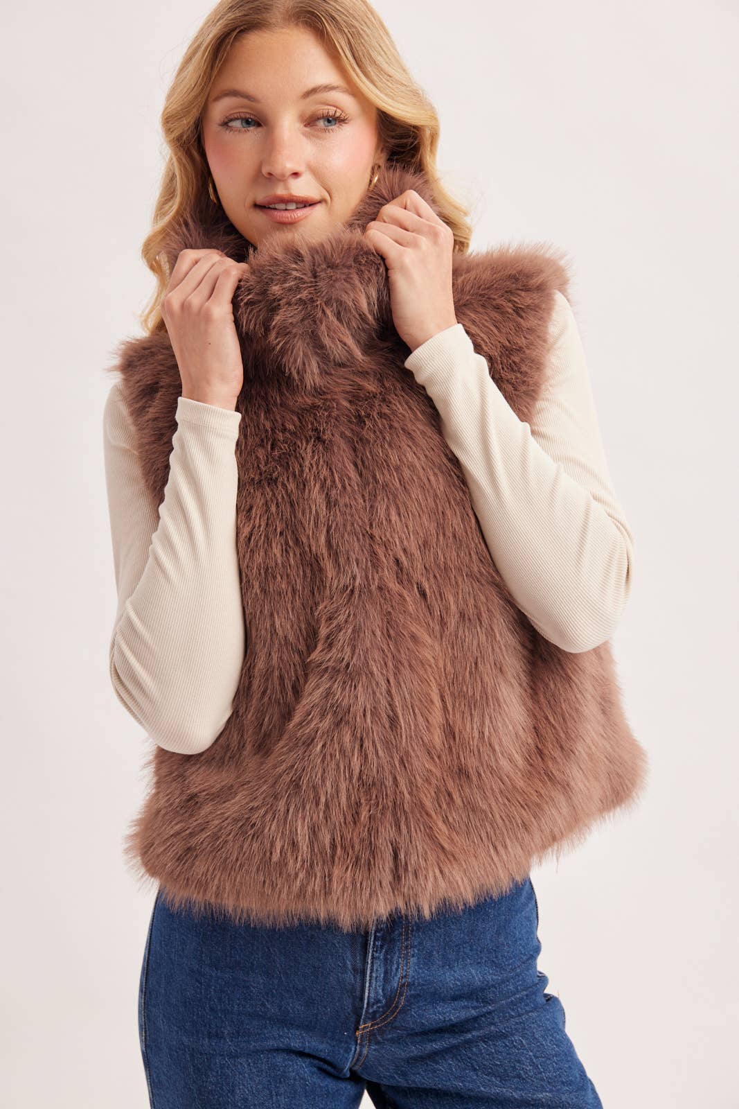 Latte Faux Fur Vest