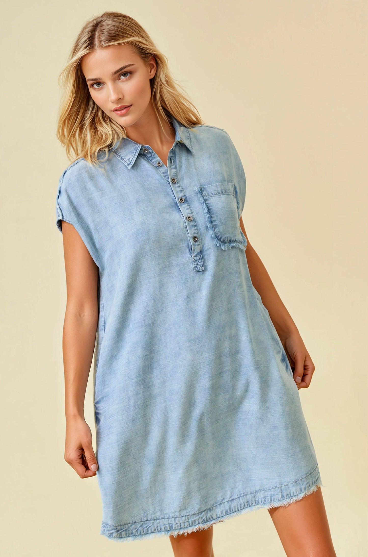 DENIM SHIRT MINI DRESS