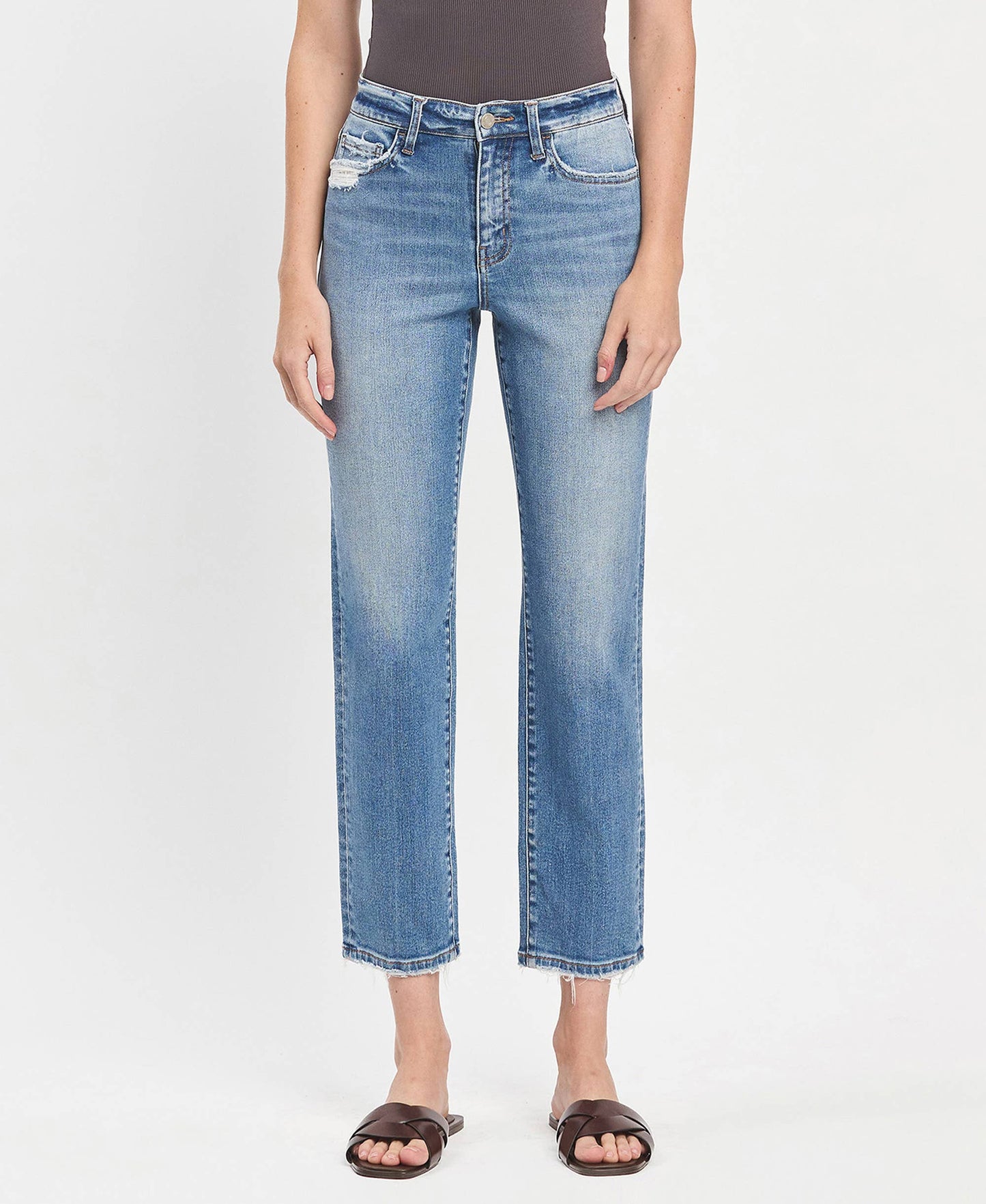 Lauren High Rise Tapered Straight Jeans by Vervet