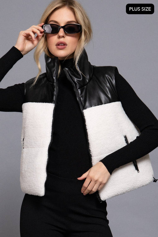 Reversible Faux Leather-Sherpa Vest