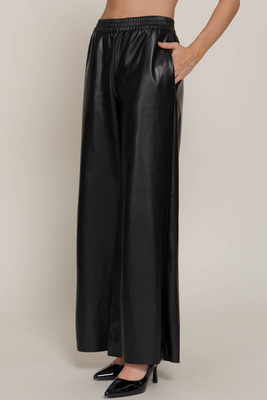 Faux Real Wide-Leg Pleather Pants