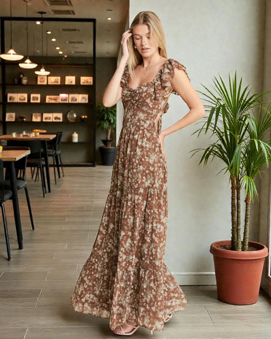 Jade By Jane Ruffle Sleeve Tiered Maxi Dress