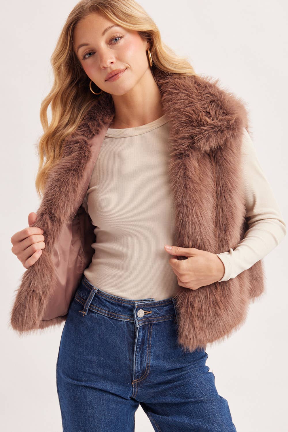 Latte Faux Fur Vest