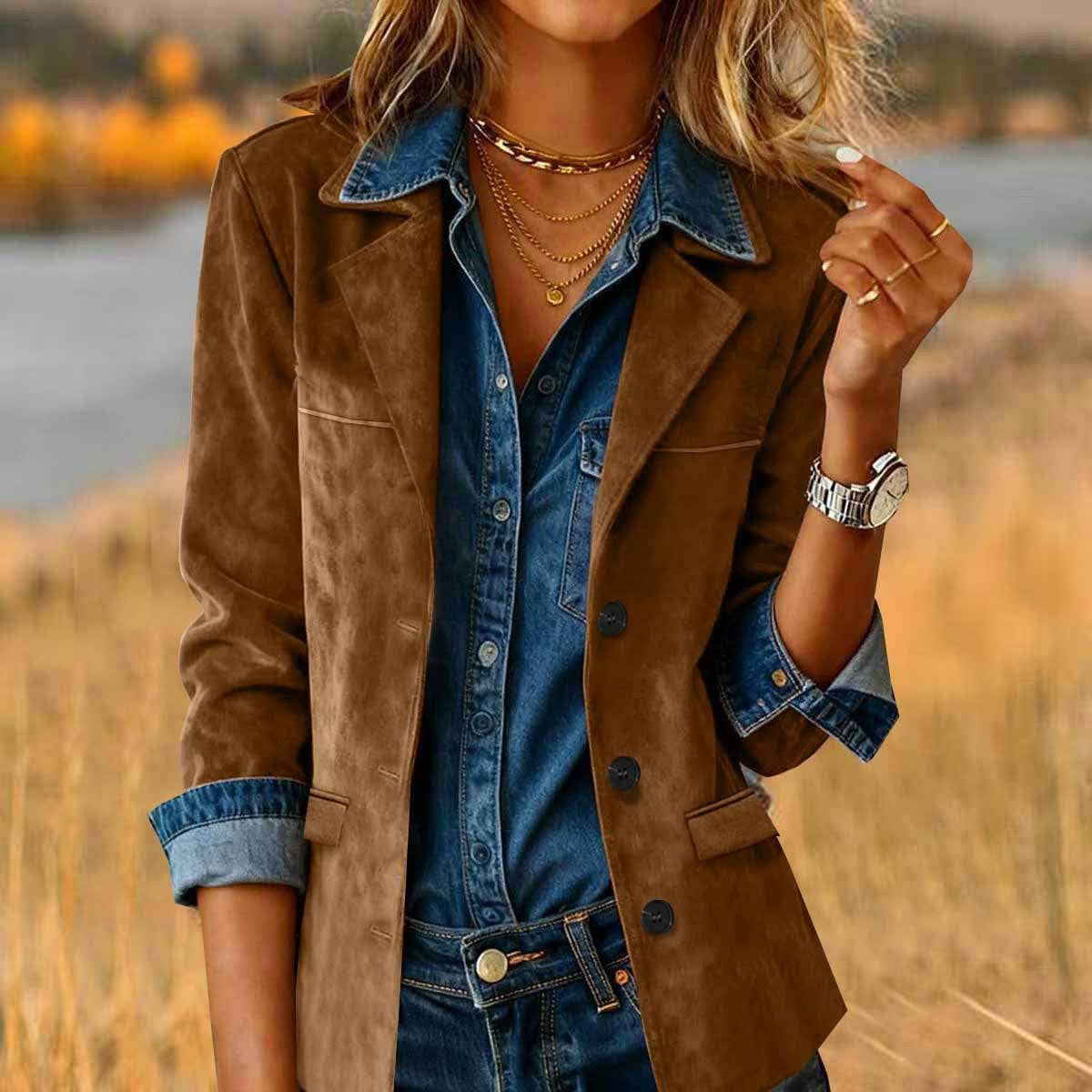 Faux Suede Blazer