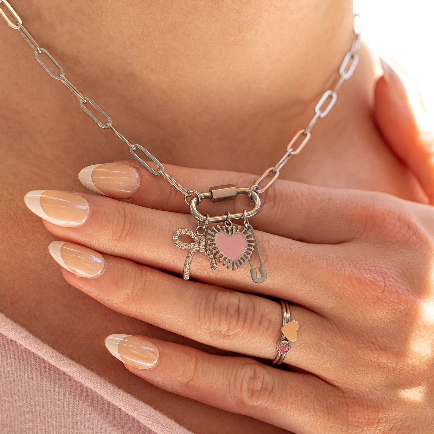 18K Gold PVD Paperclip Carabiner Necklace