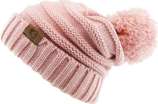 Chunk Pom Pom Cable Knit  Beanie