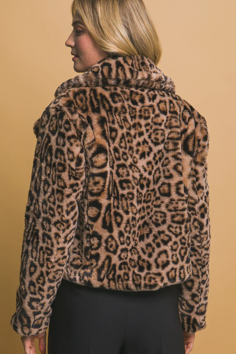 City Style cheetah Faux Fur Jacket