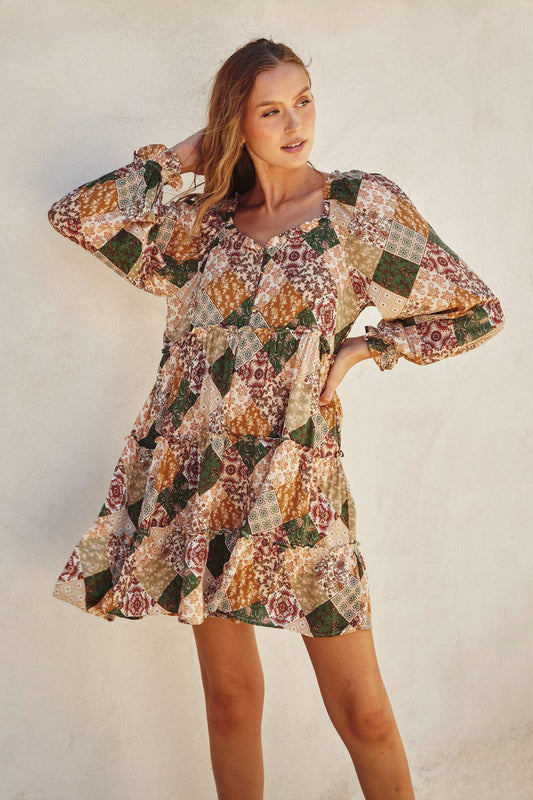 Paisley Diamond Tiered Dress