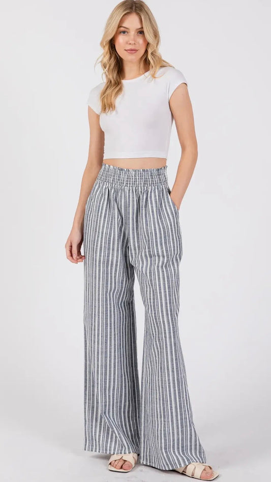 Coastal Stripe Wide Leg Pants