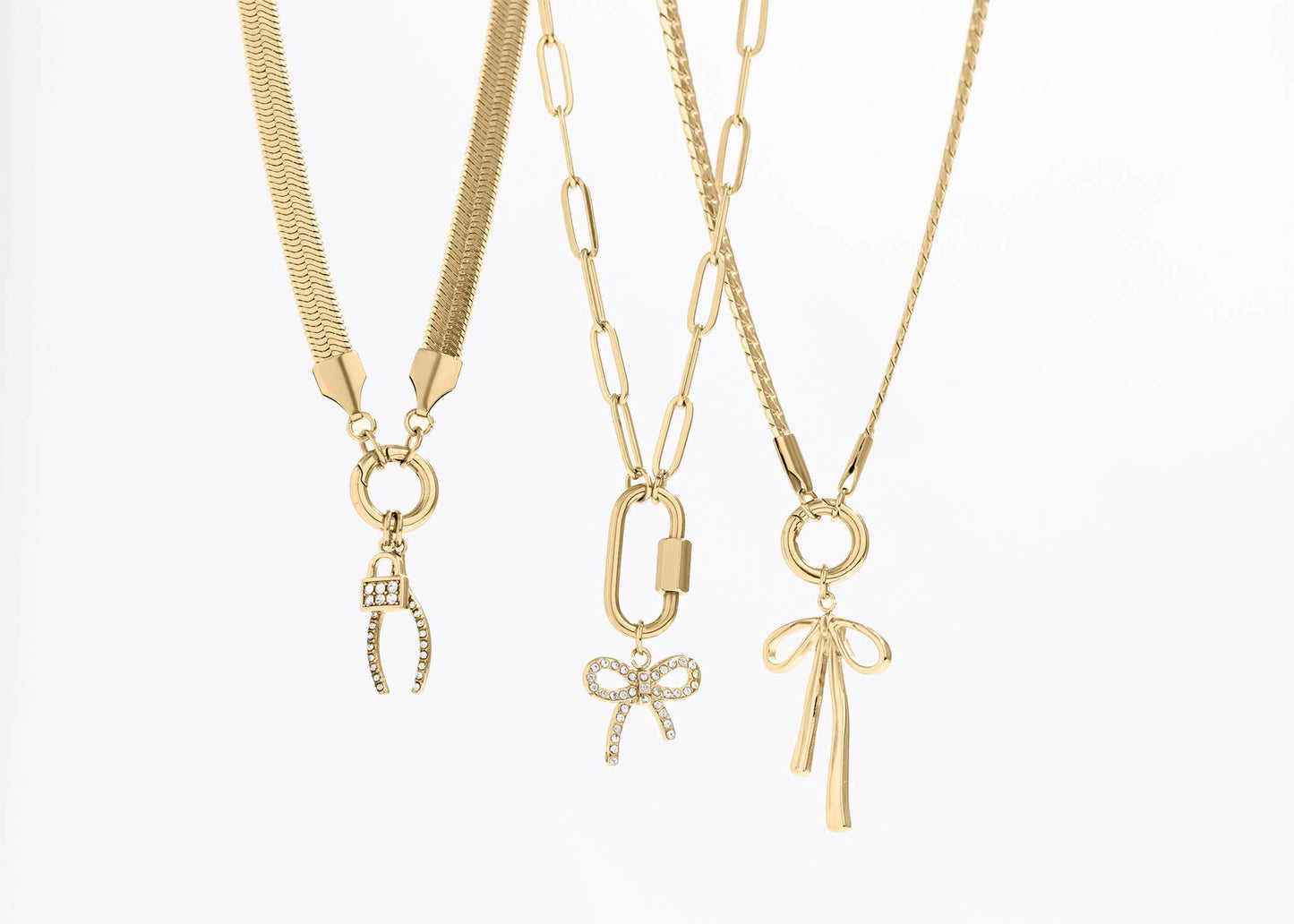 18K Gold PVD Paperclip Carabiner Necklace