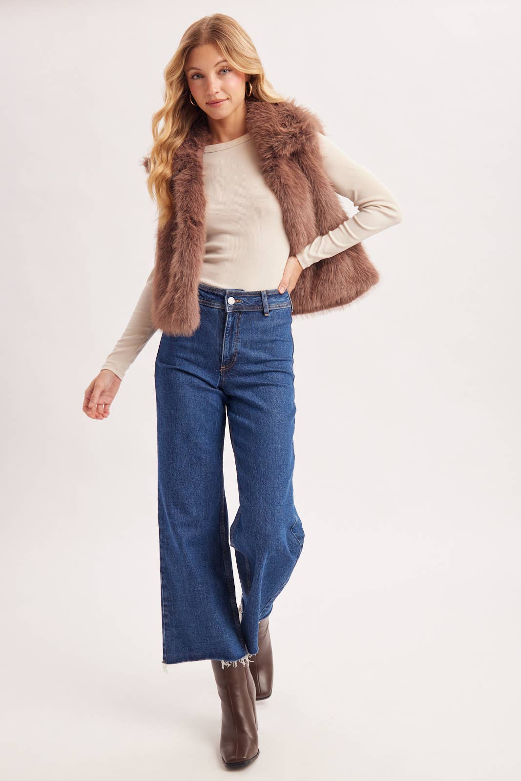Latte Faux Fur Vest
