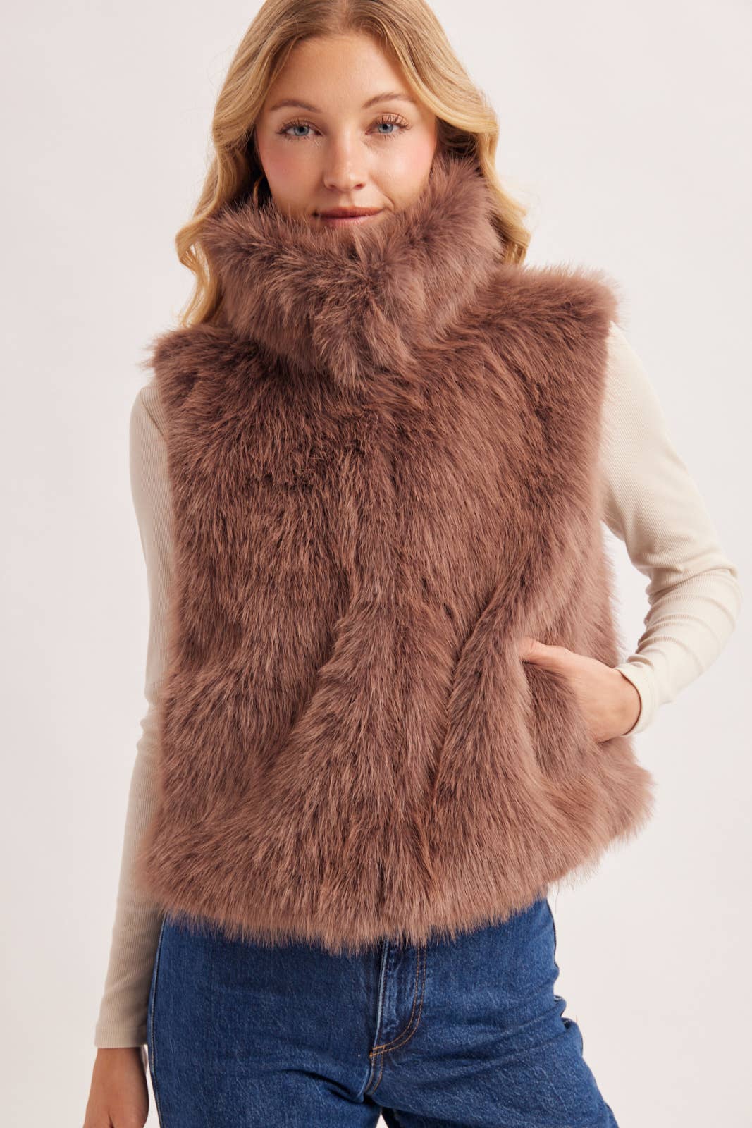 Latte Faux Fur Vest