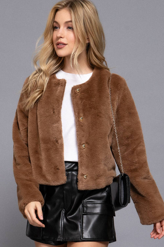 Faux Fur Cropped Blazer