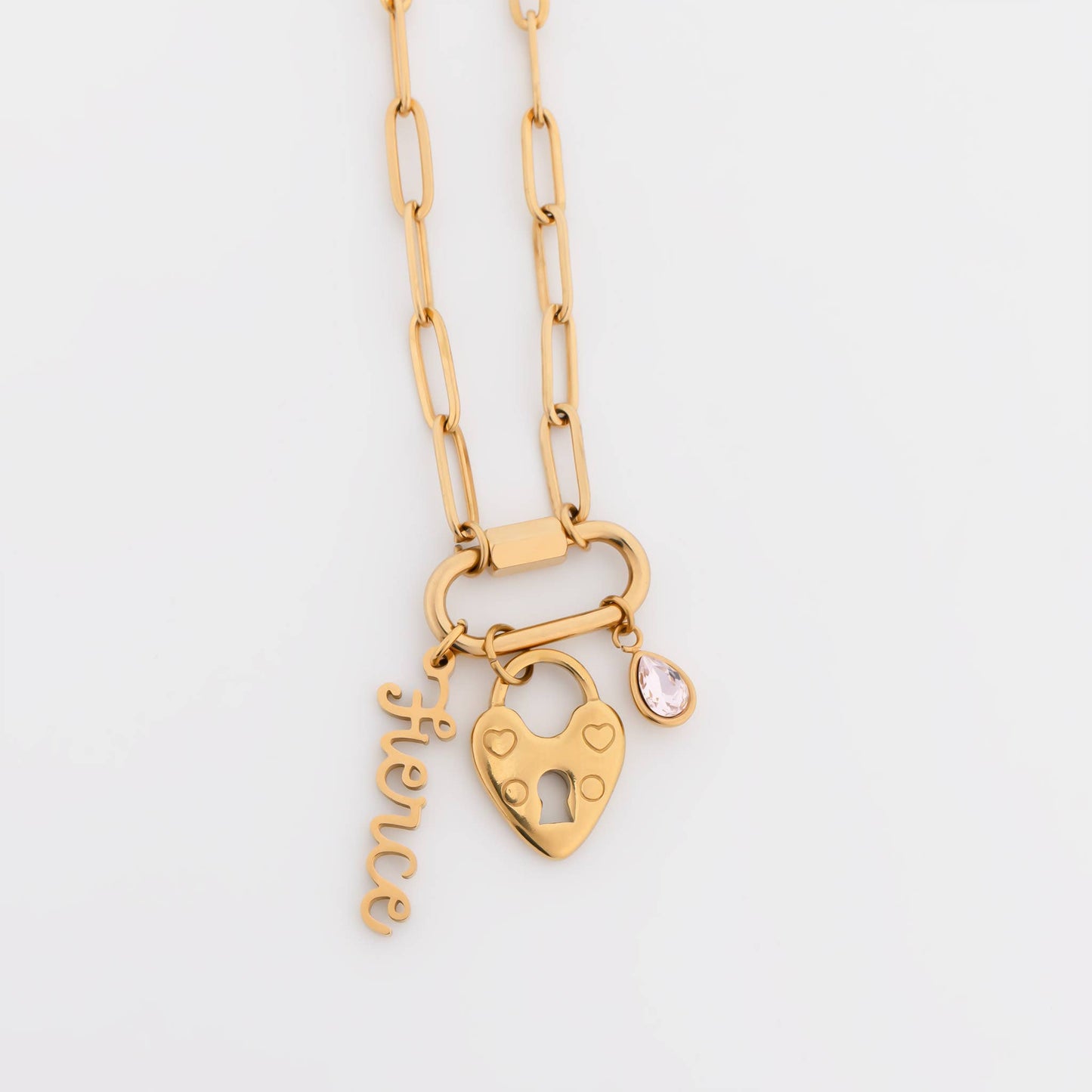 18K Gold PVD Paperclip Carabiner Necklace