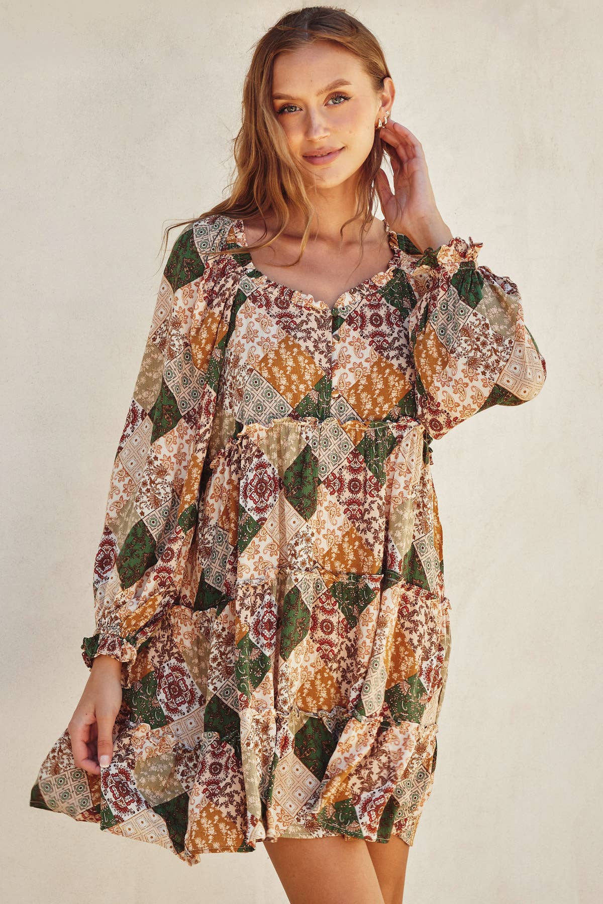 Paisley Diamond Tiered Dress
