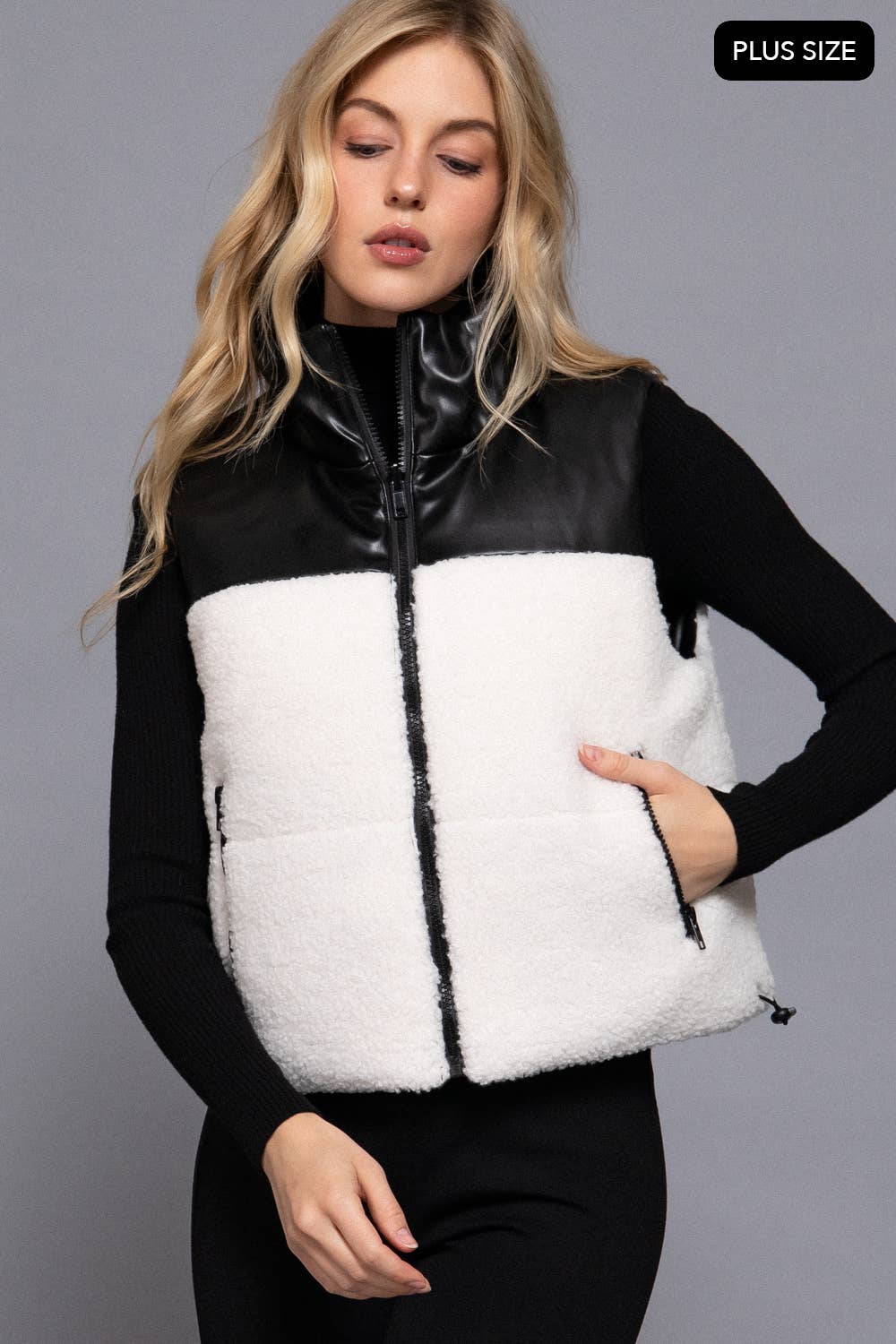 Reversible Faux Leather-Sherpa Vest