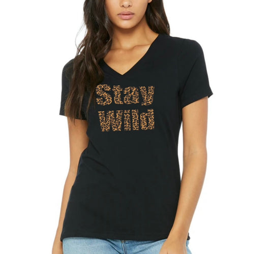 Stay Wild Short Sleeve V-Neck T Shirt